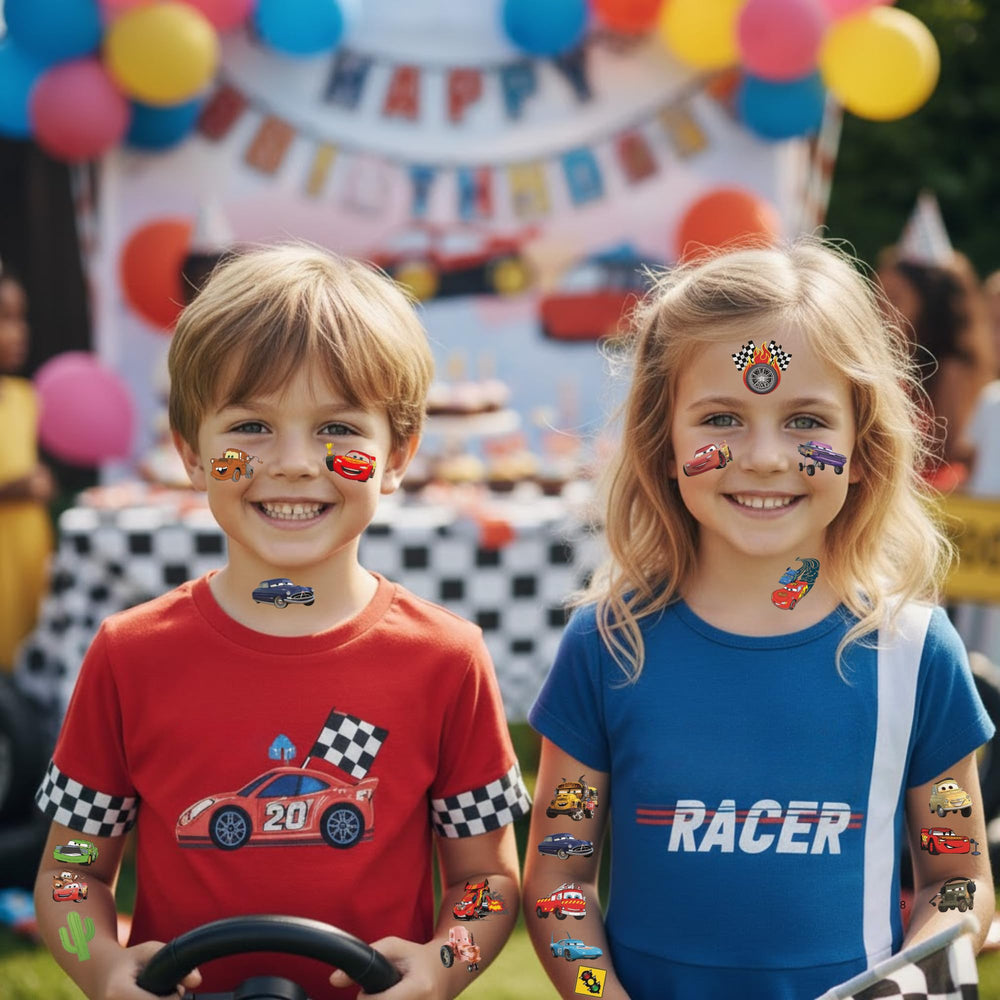 Tatuajes de coche de carrera VGRANHMAZ, ideales como recuerdo de cumpleaños.