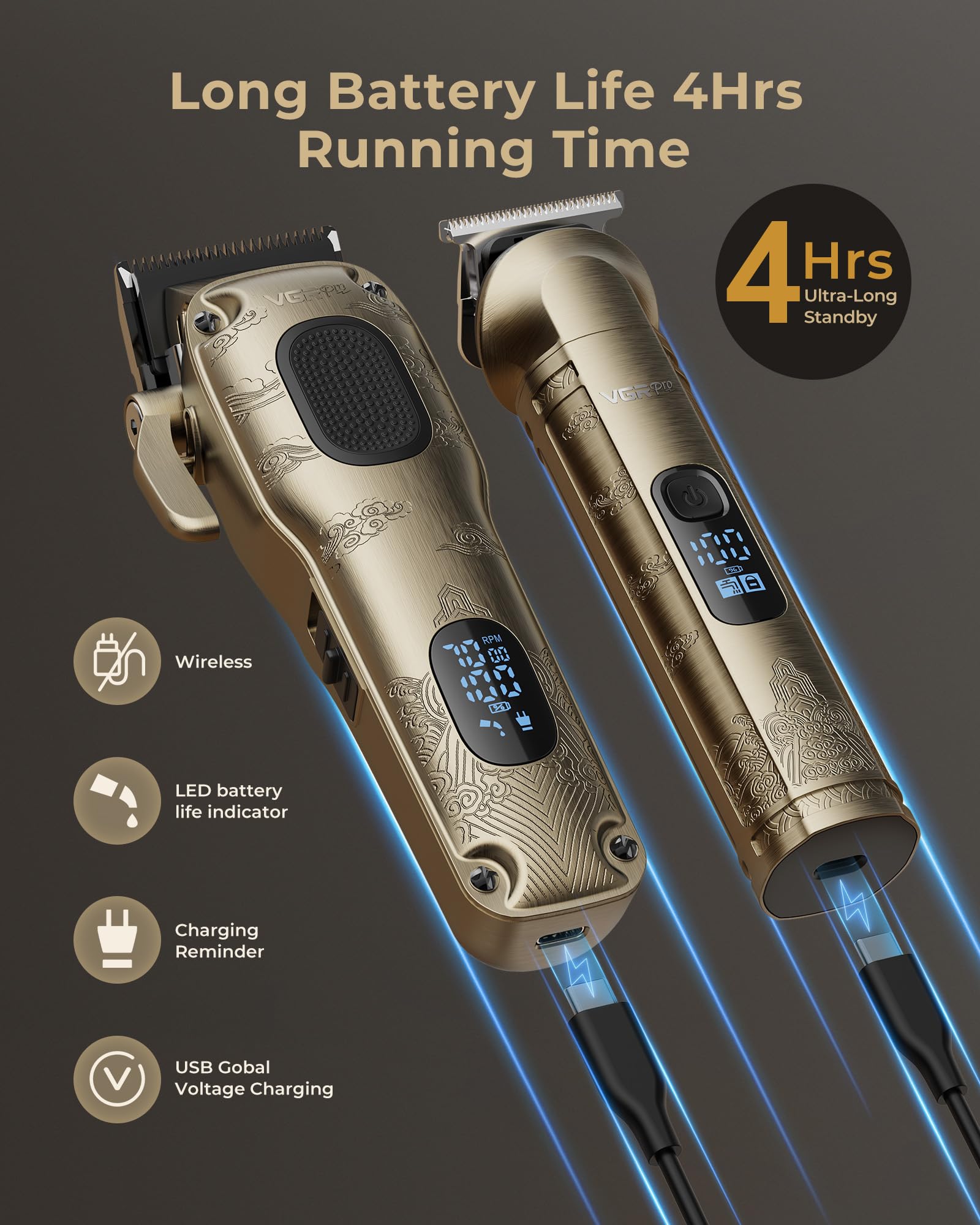 VGRPRO fade comb and adjustable lever simplify fades and lines.