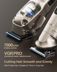 VGRPRO with 9 guide combs enables versatile fades and trims.