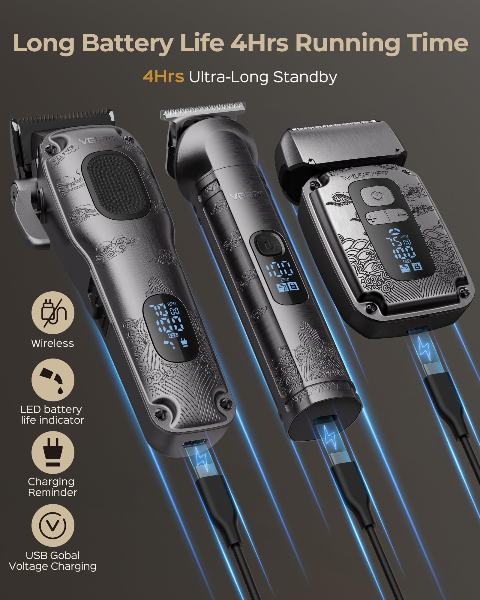 VGRPRO IPX7 waterproof design for easy cleaning and shower use