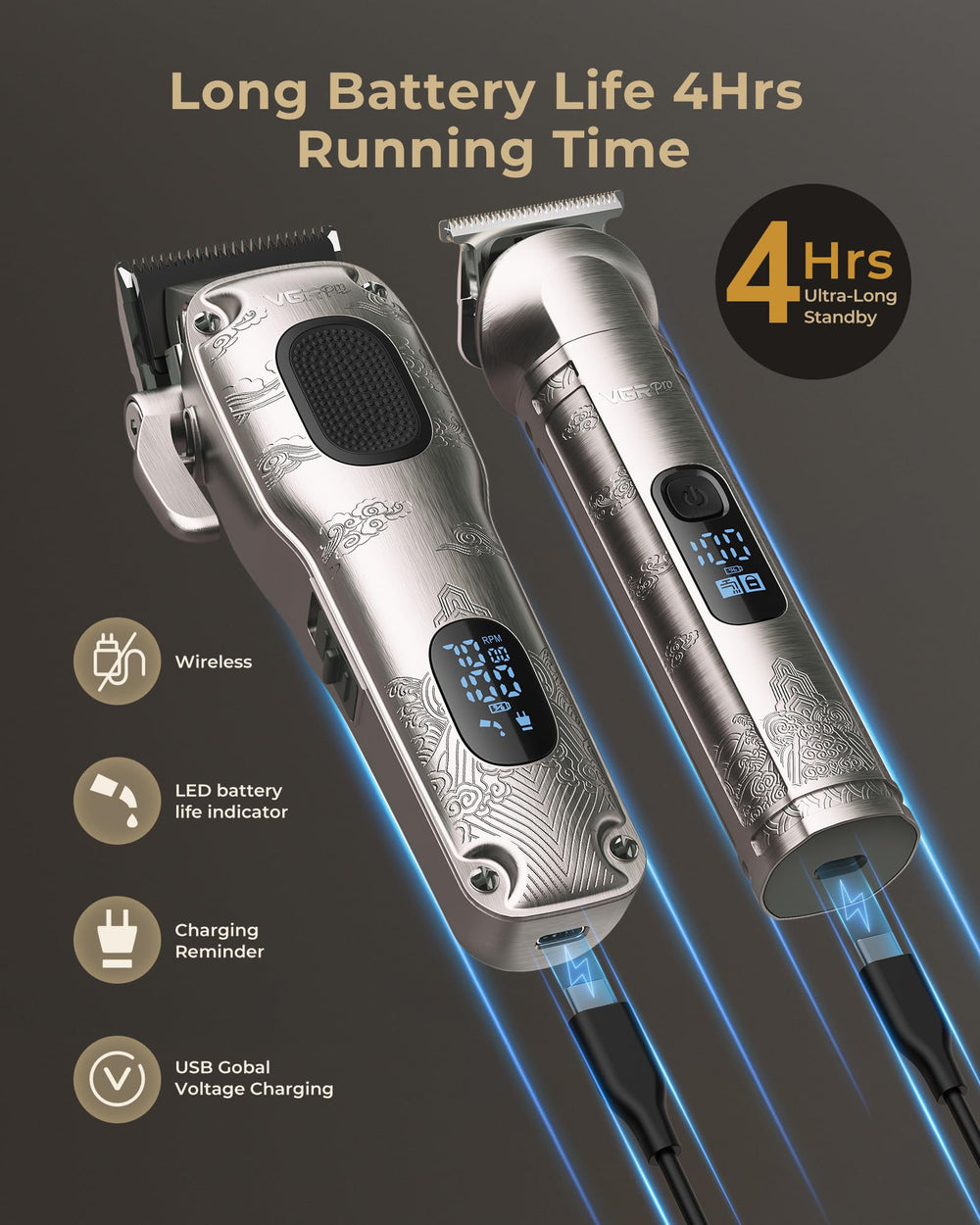 VGRPRO 70 dB silent operation suitable for quiet family grooming.