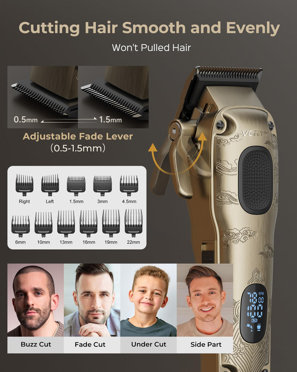 VGRPRO zero-gap trimmer for beard and brows