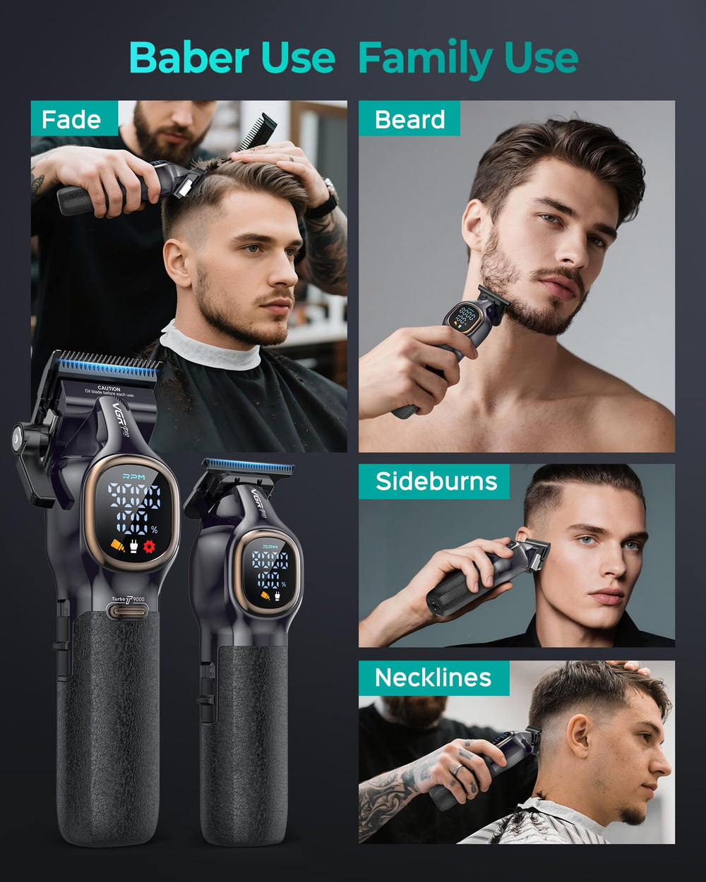 VGRPRO zero-gapped trimmer for detailed facial and edge work.