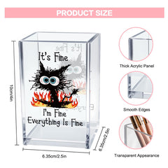 Vgrti funny black cat pen cup offering portable acrylic storage for pencils and brushes