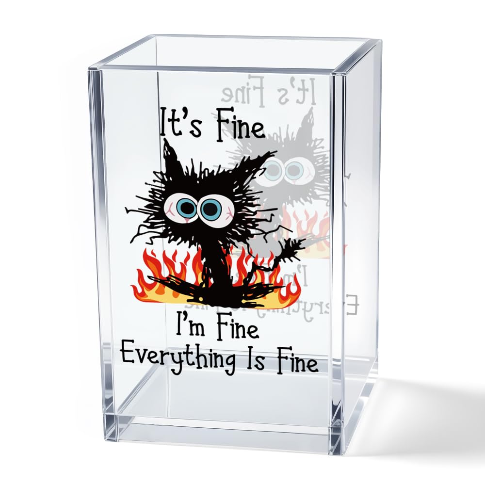 Vgrti It's Fine I'm Fine cat holder with dual-sided design for easy desk access