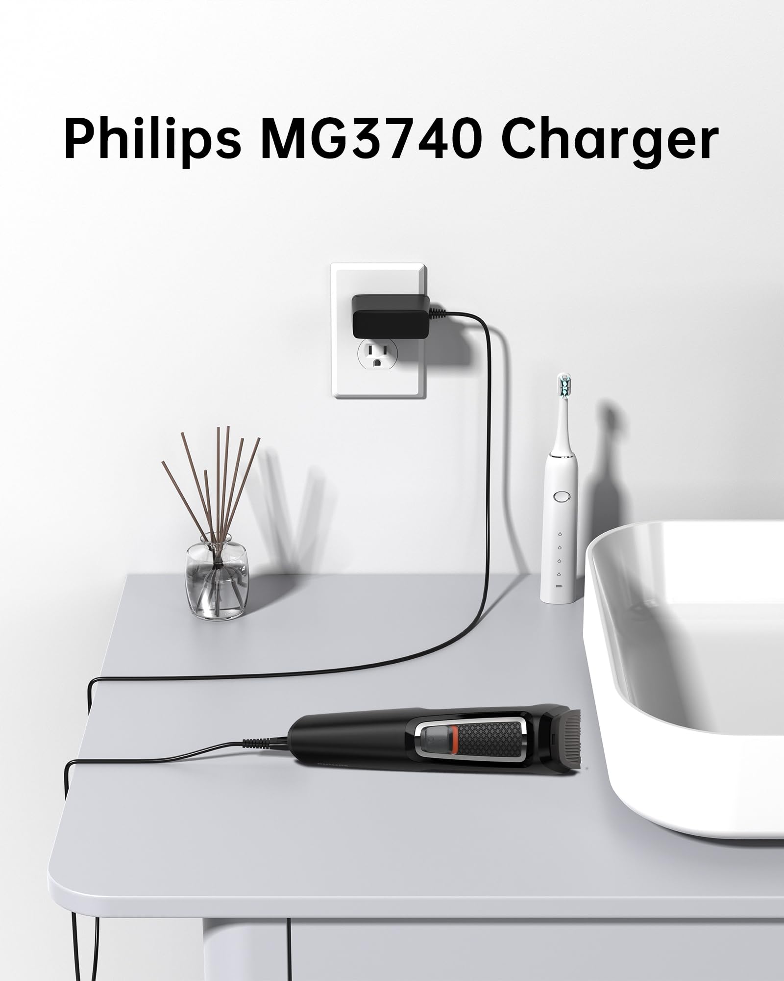 vhbw replacement charger cord MG3740 QP2520, durable connectors resist daily wear.
