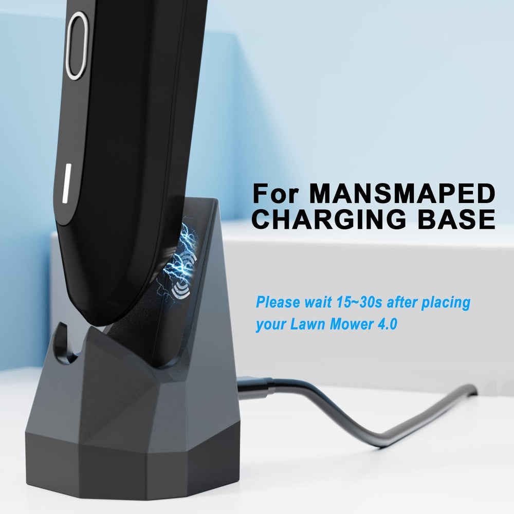 vhbw replacement dock for MANSCAPED 4.0 – angled view with cord for easy counter setup.