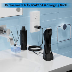 vhbw replacement dock for MANSCAPED 4.0 – rear view showing durable build and safe charging.