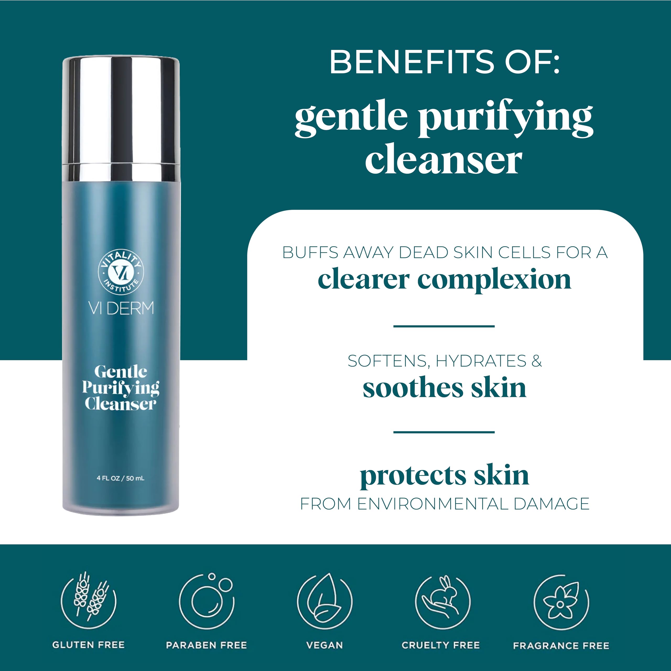 VI DERM Hydrating Facewash foam displaying gentle lather for sensitive skin.