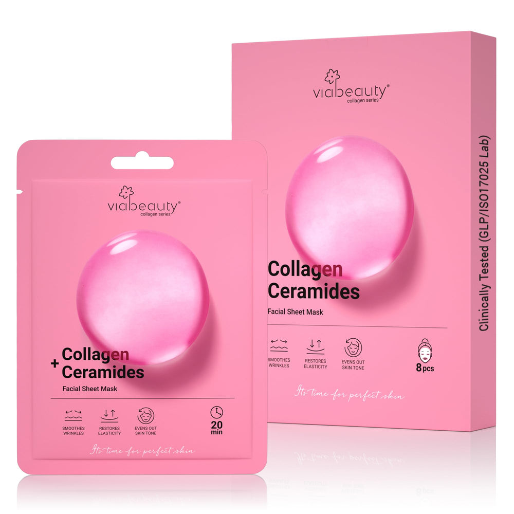 Mascarilla VIABEAUTY de colágeno y ceramidas, aplicación individual para cuidado facial fácil
