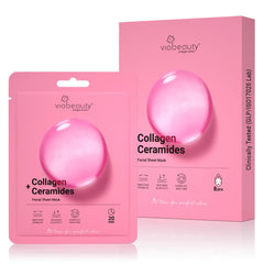 Mascarilla VIABEAUTY de colágeno y ceramidas, aplicación individual para cuidado facial fácil