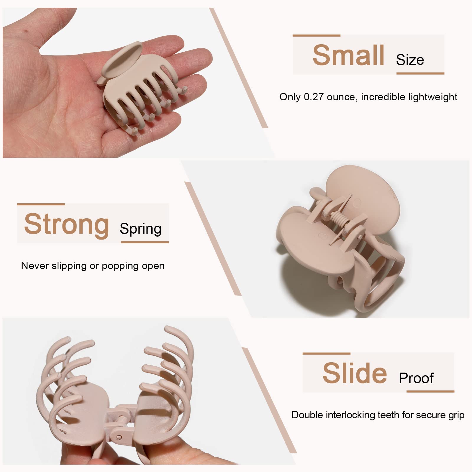 Viabty pinza mini, tamaño compacto 1.5x1.57 pulgadas para cabello fino