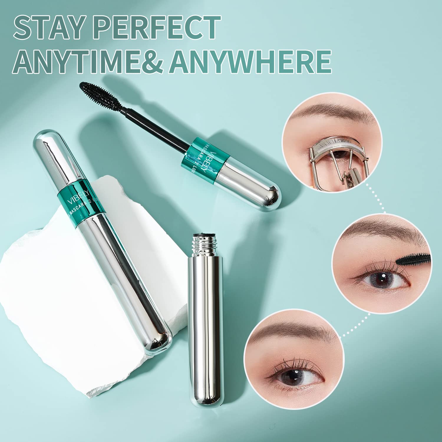 VIBELY before-after lash comparison displaying length and volume