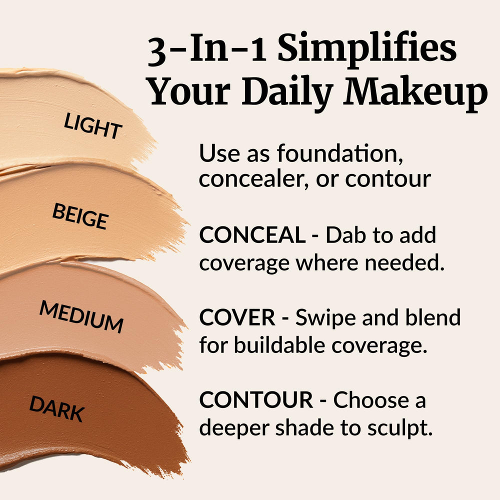Vibriance Complexion Sticks three-in-one application demonstrates multitasking beauty for quick edits.