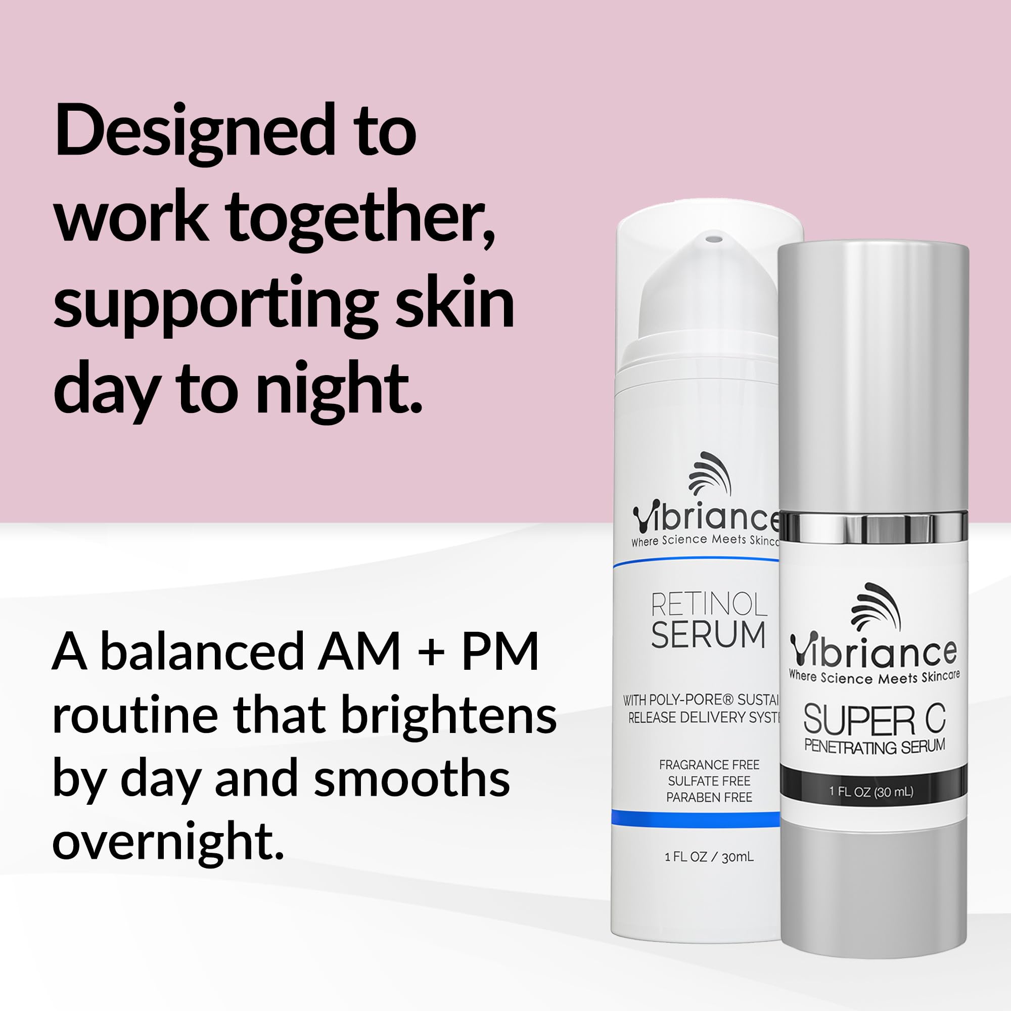 Vibriance Dynamic Duo night retinol serum tube for gentle overnight care.