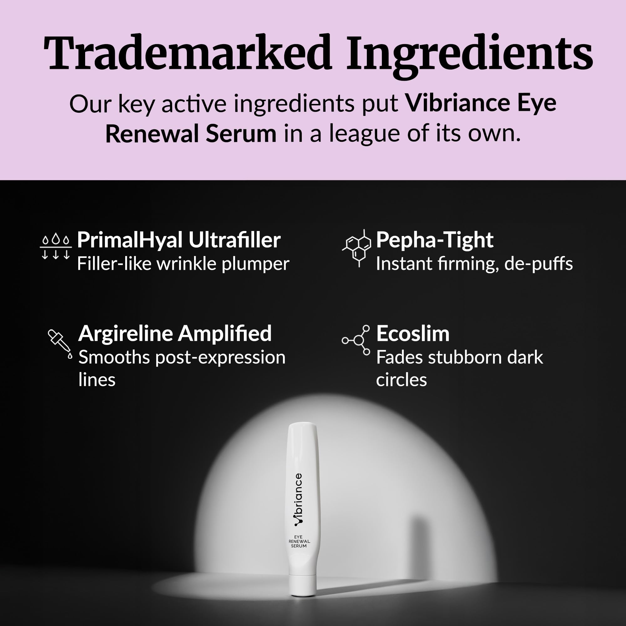 Applying Vibriance Eye Renewal Serum under the eye during morning routine.