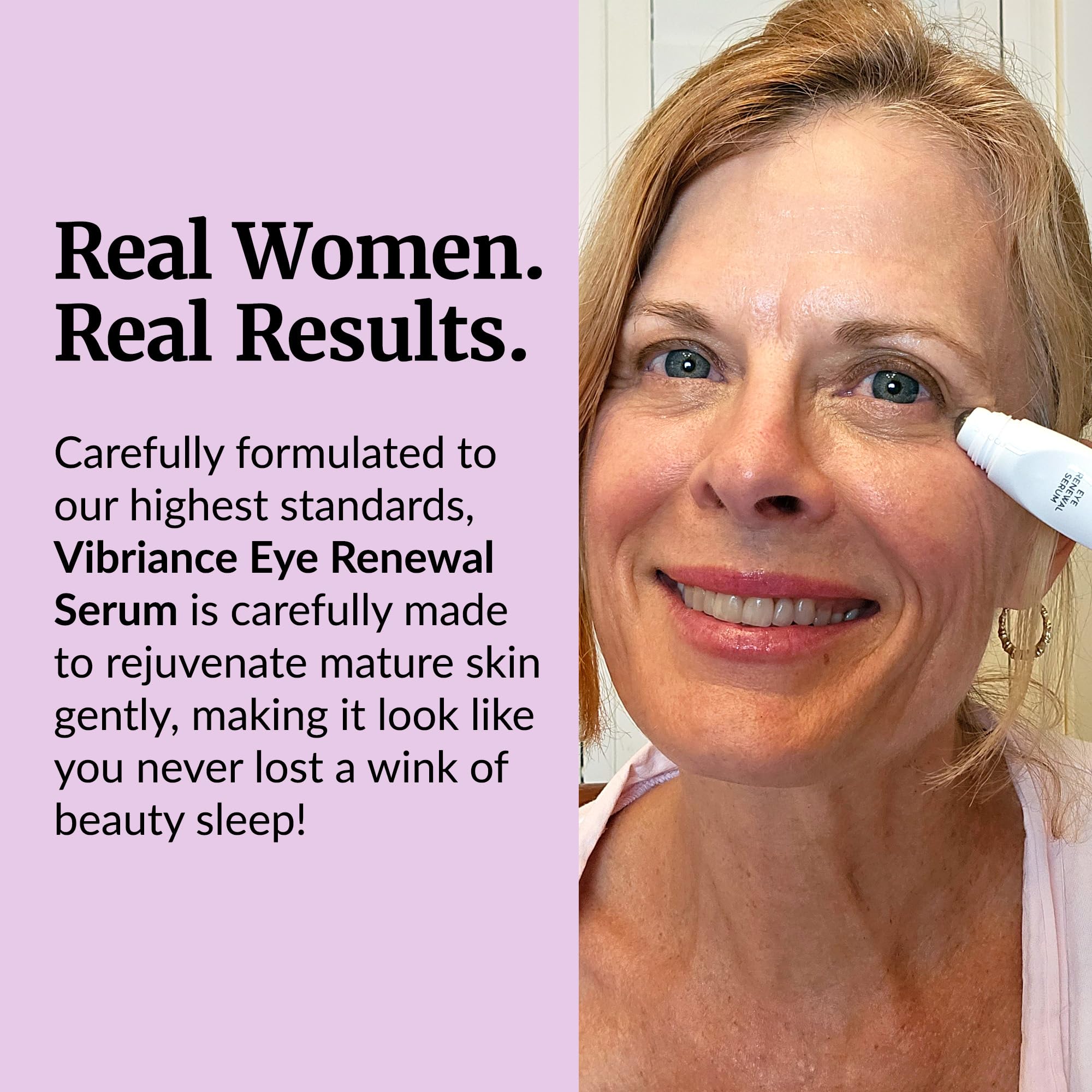 Vibriance Eye Renewal Serum suitable for mature skin showing subtle brightening.