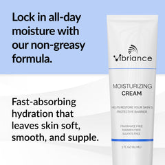 Vibriance Moisturizing Cream pump application ready for easy daily use.