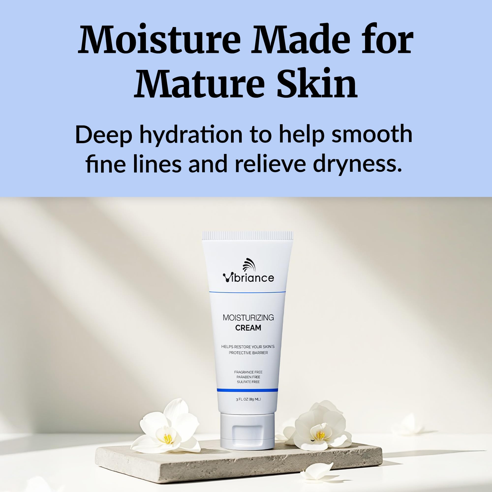 Vibriance Moisturizing Cream unscented formula for sensitive skin.
