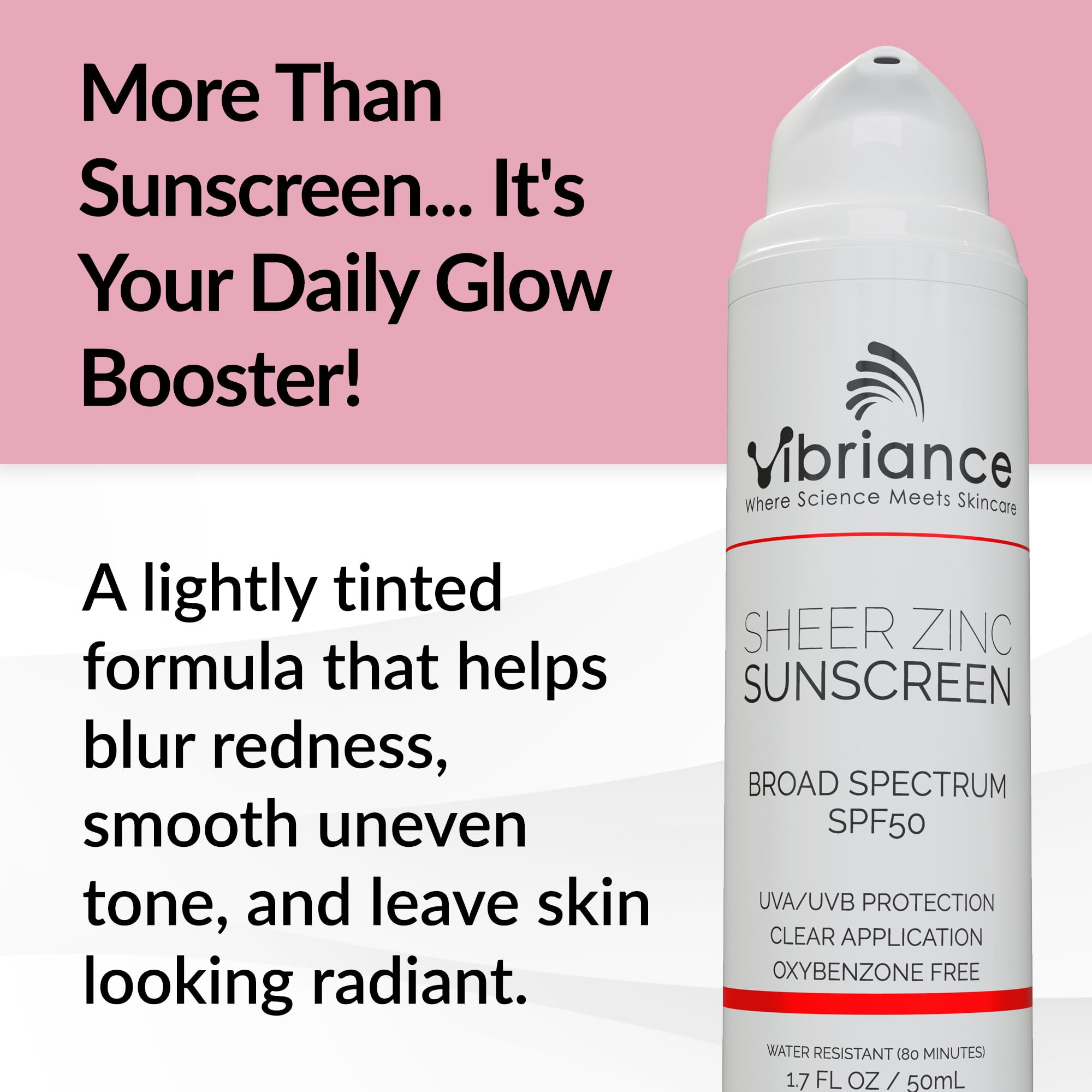 Vibriance tinted sunscreen swatch reveals invisible, dewy finish.