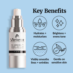 Face application demonstrates even coverage with Vibriance Super C Serum.
