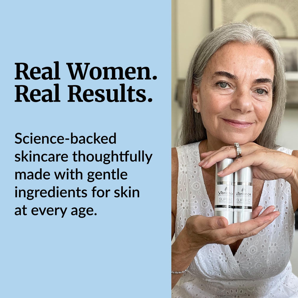 Vibriance Super C Serum around-eye use indicates gentle hydration.