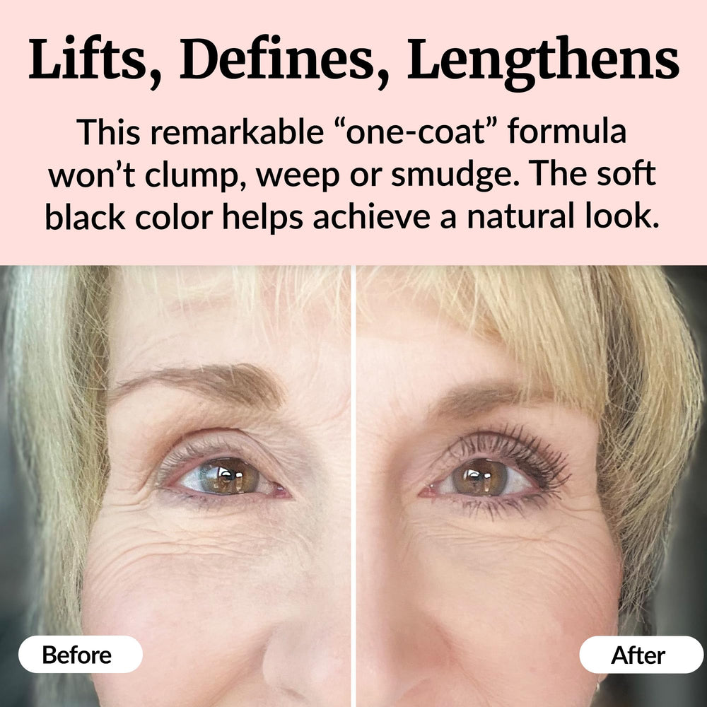 Vibriance Volumizing Tubing Mascara lashes close-up demonstrates lift and length.