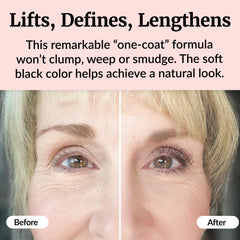 Vibriance Volumizing Tubing Mascara lashes close-up demonstrates lift and length.