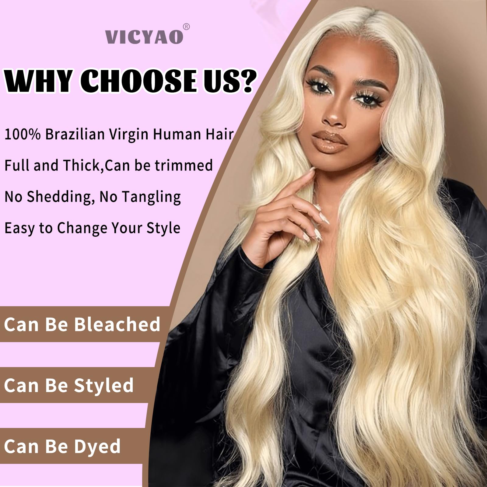 Vicayo 613 blonde bundle weft detail highlighting strong construction for long wear