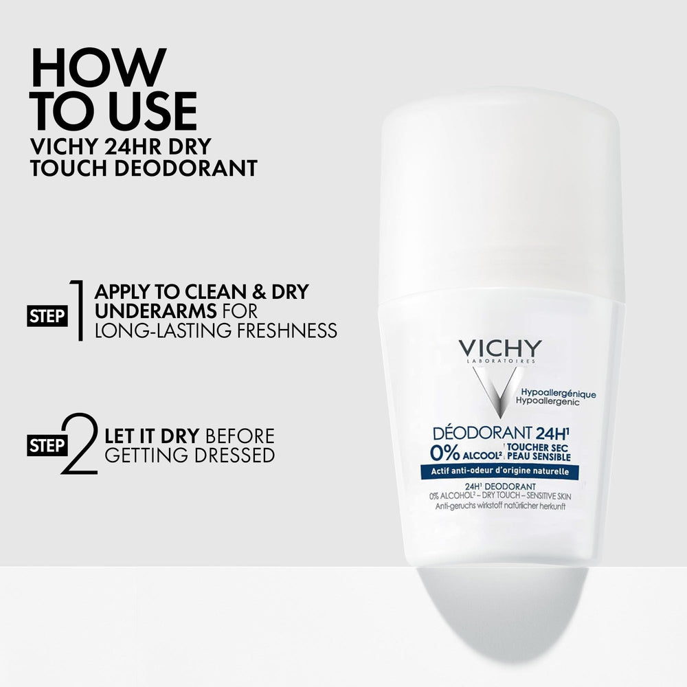 Vichy desodorante roll-on limpio y fresco tras ducha o afeitado.