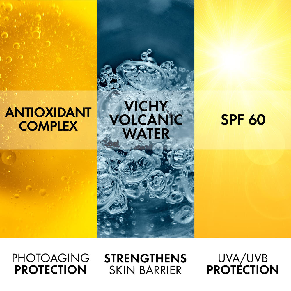 VICHY Capital Soleil fragrance-free formula shown in clean packaging.