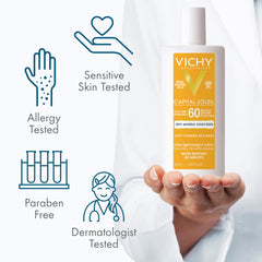 VICHY Capital Soleil mineral sunscreen swatch demonstrates SPF 60 protection.