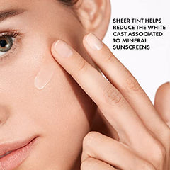 VICHY Capital Soleil sunscreen texture swatch shows a sheer glow on the skin.