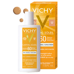 VICHY Capital Soleil tinted mineral sunscreen bottle provides lightweight protection for the face.
