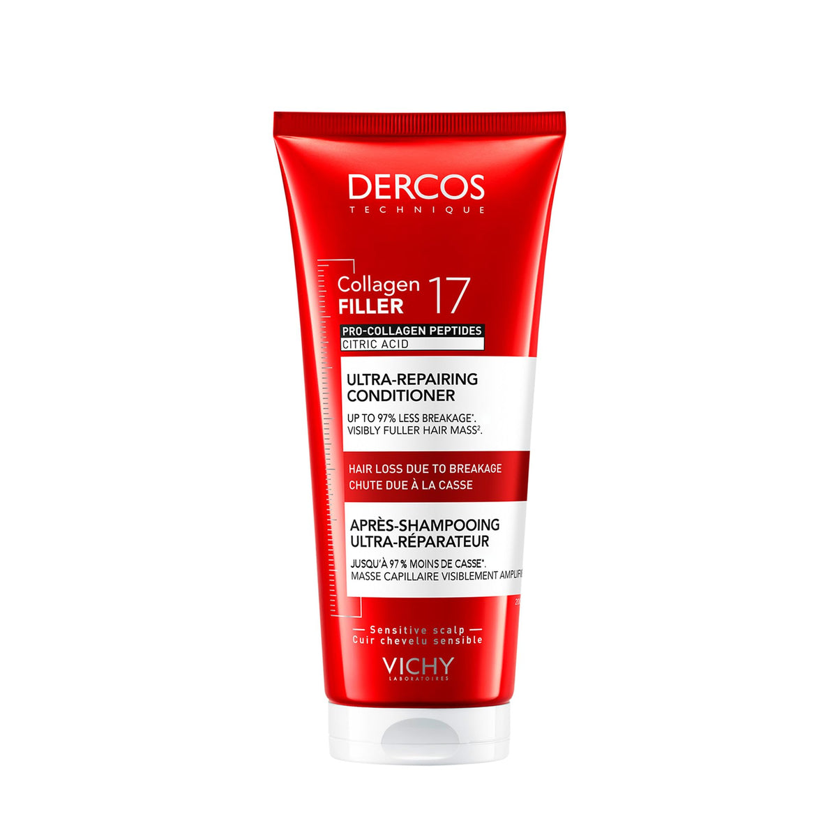 VICHY Dercos Collagen Peptide 17: frasco listo para aplicar, fortalece fibras capilares