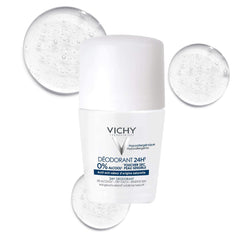Vichy desodorante roll-on 24h en botella, protección duradera.