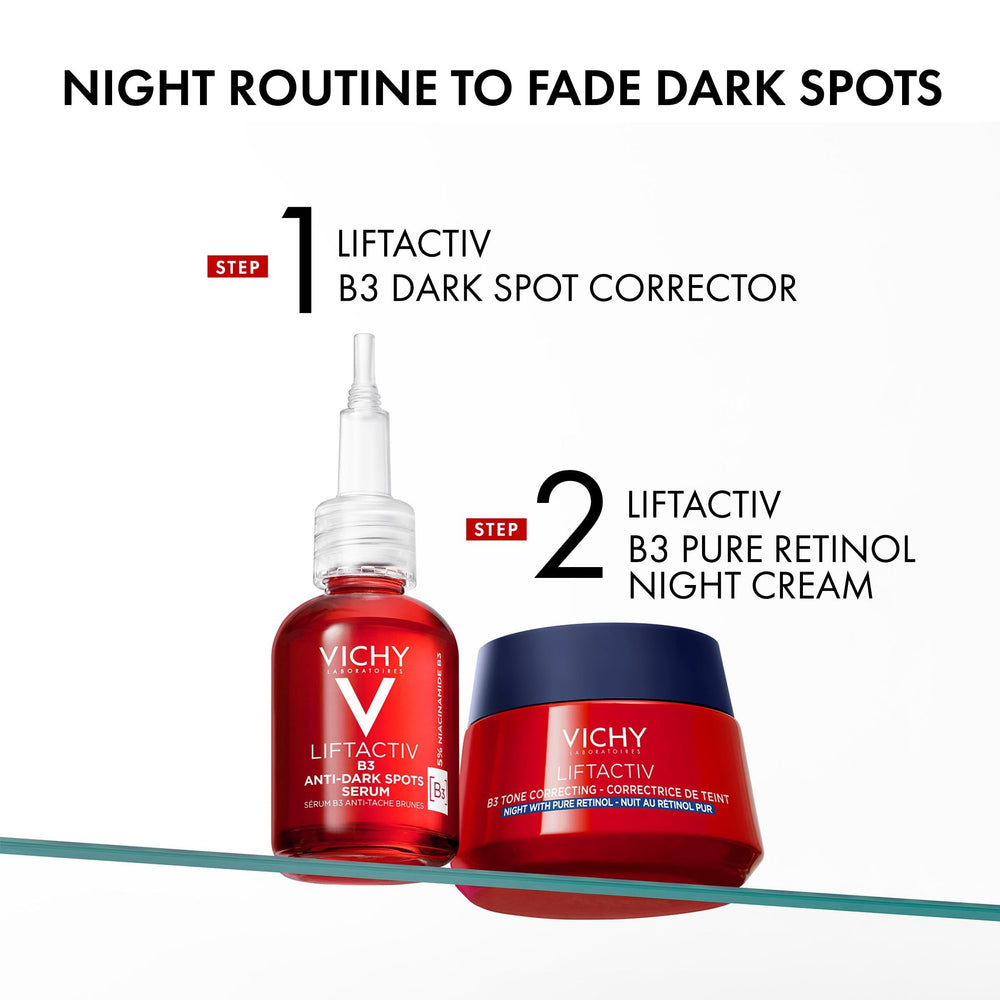 VICHY Liftactiv B3 Tone Correcting Night Cream wrinkle-prone area closeup