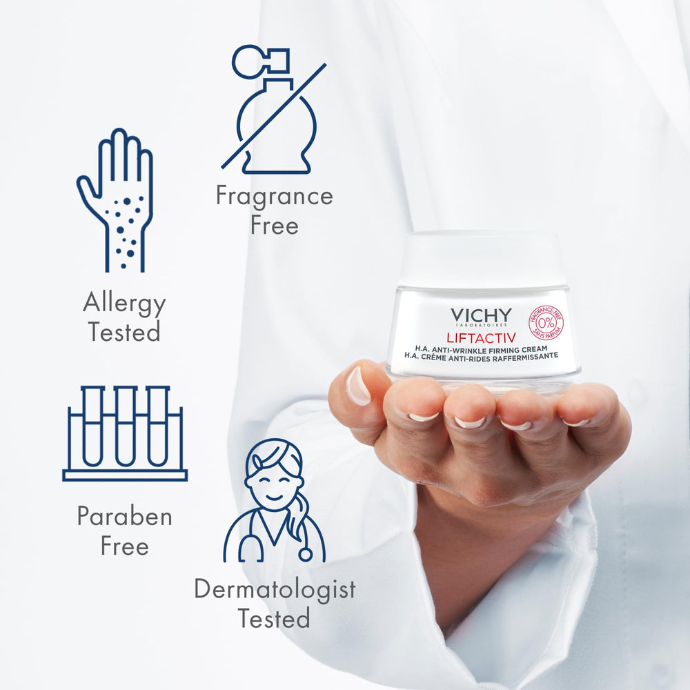 VICHY LiftActiv H.A. cream ideal for dry skin hydration and plumping.