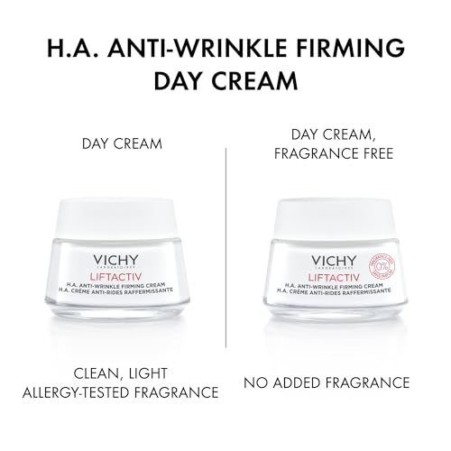 Texture of VICHY LiftActiv H.A. cream during application for smoother, hydrated skin.