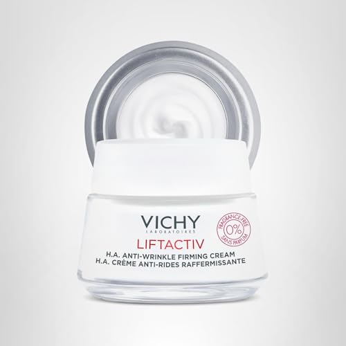 Close-up of VICHY LiftActiv H.A. cream conveying radiant, plumped appearance.