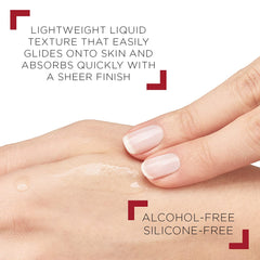 Feather-light texture shown on the skin after application.