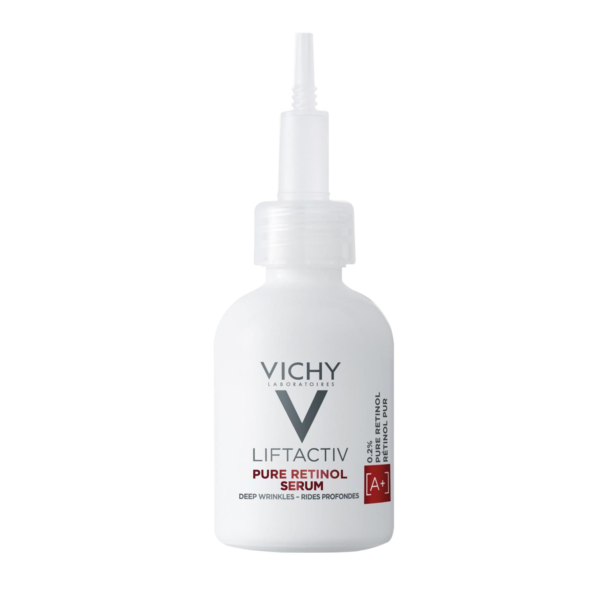 Vichy LiftActiv Pure Retinol Serum bottle, ready for nightly use to smooth wrinkles