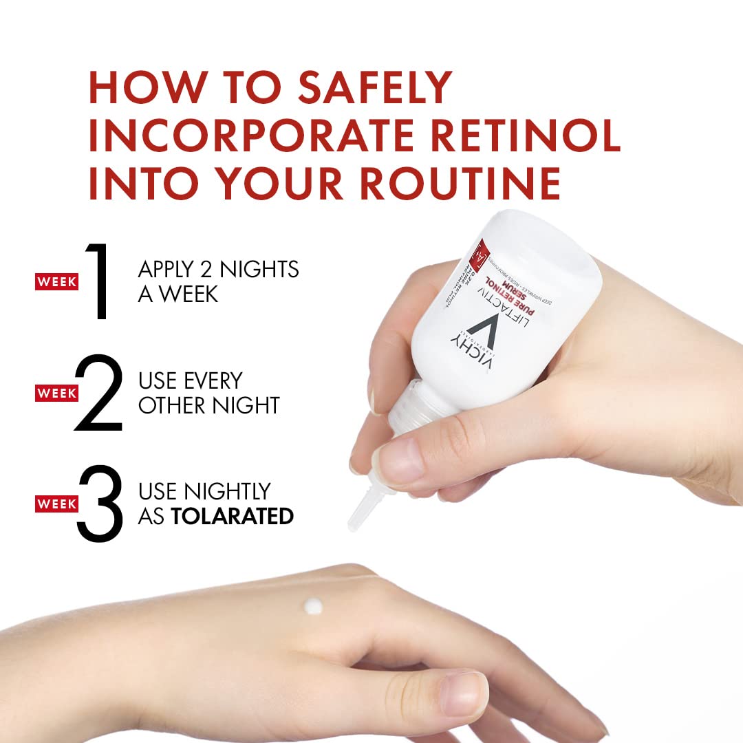 Vichy LiftActiv Pure Retinol Serum fragrance-free packaging, appealing to sensitive-skin shoppers