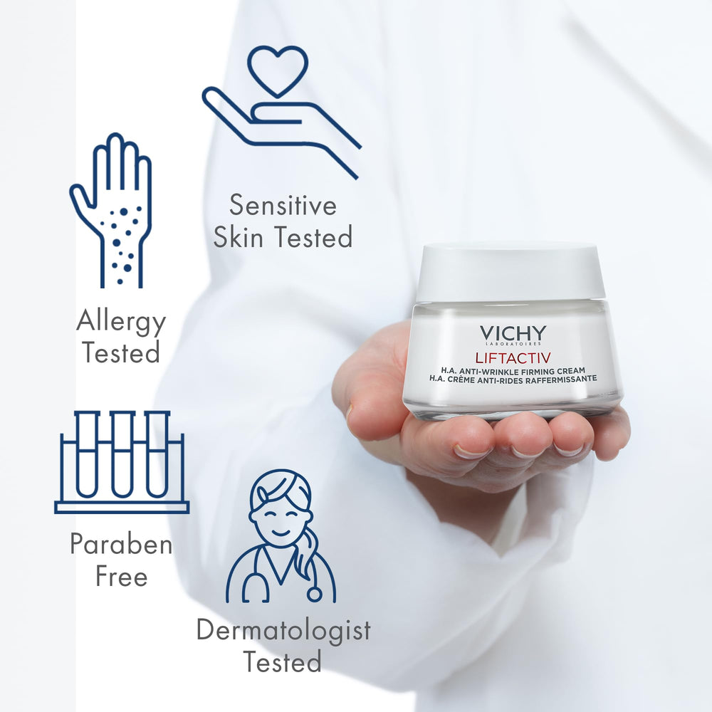 Vichy LiftActiv Supreme bottle highlighting 5% Rhamnose for renewal