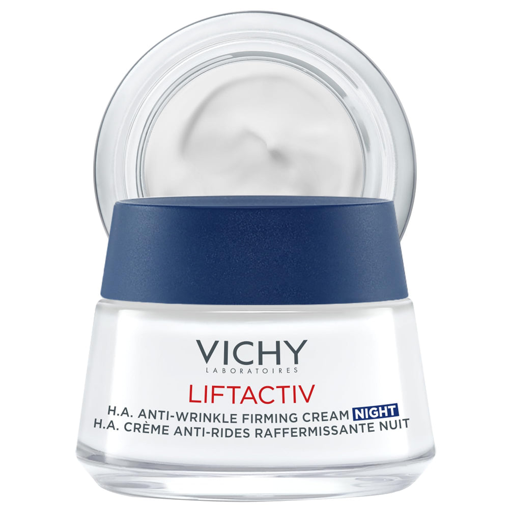 Vichy LiftActiv Supreme Night Cream bottle close-up showing hydration potential