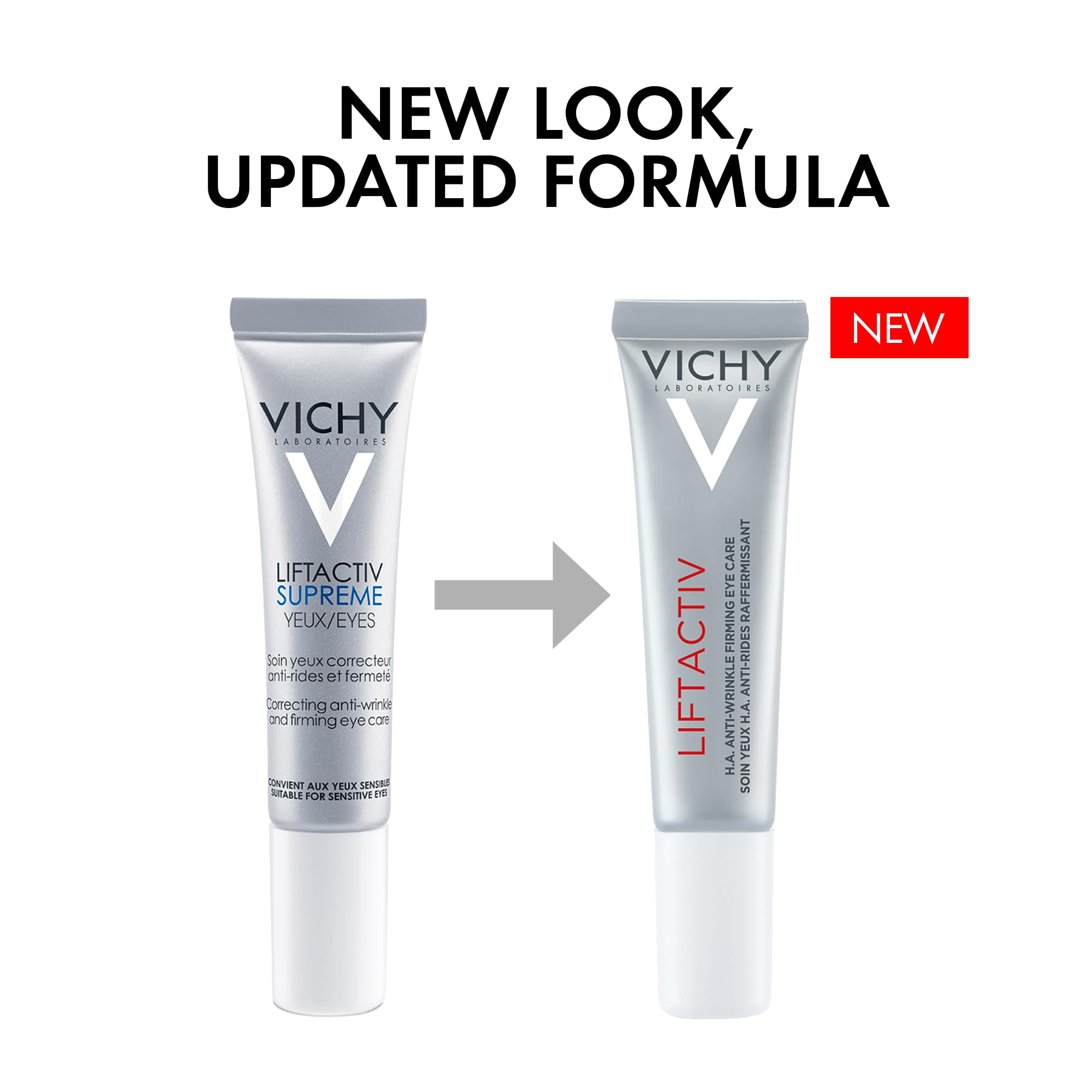 Vichy LiftActiv Supreme eye cream texture close-up showing rich, non-greasy formula that absorbs quickly.