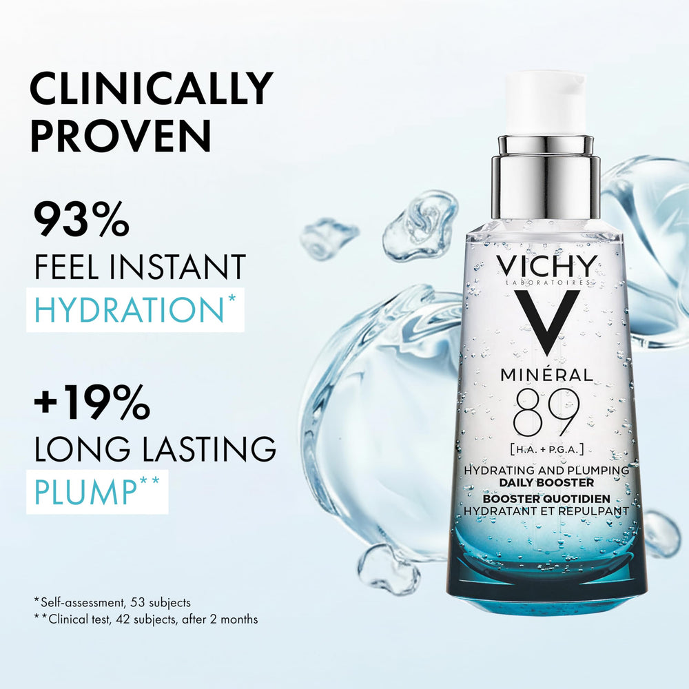 Mineral-rich Vichy Volcanic Water shown in Mineral 89 bottle.