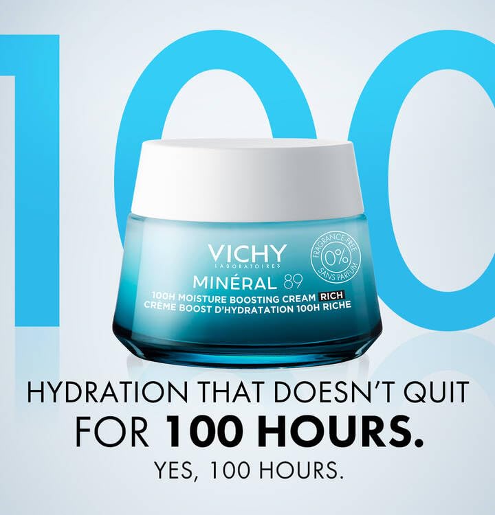 VICHY Mineral 89 Rich Cream packaging highlights the mineral-rich formula.