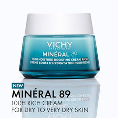 VICHY Mineral 89 Rich Cream texture close-up shows nourishing richness.