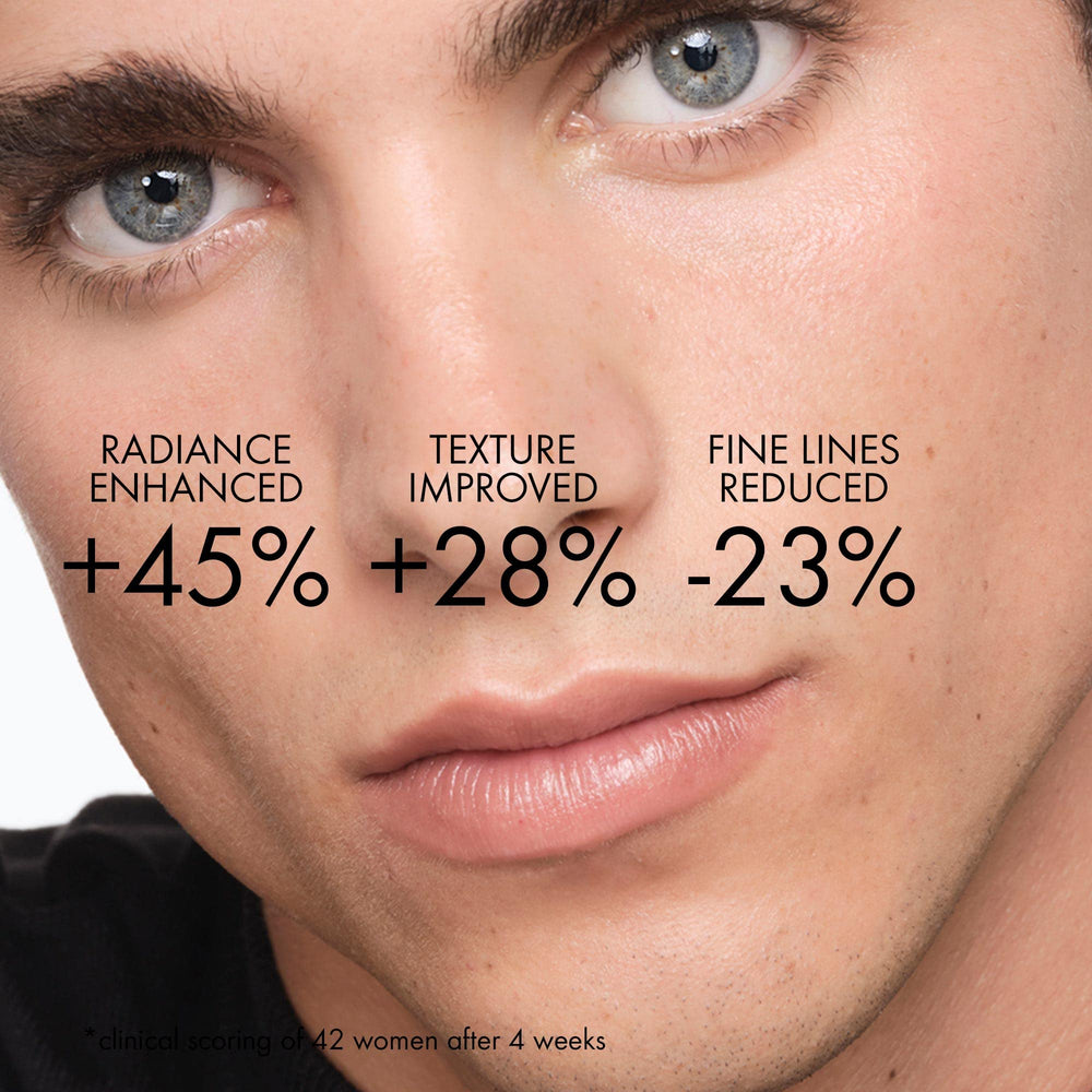 Milky serum texture swatch demonstrates fast-absorbing hydration for dull skin.